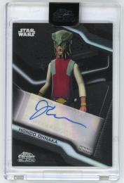 2022 TOPPS Star Wars Chrome Black Topps Chrome Black Autographs "A Design" Green Parallels Jim Cummings as Hondo Ohnaka A-JC