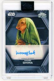 2022 TOPPS Star Wars Chrome Black Topps Chrome Black Autographs "B Design" Kiran Shah as Nambi Ghima AB-KS