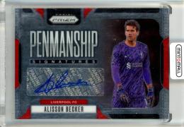 2024-25 Panini Prizm Premier League Alisson Becker Penmanship Autograph Card Liverpool FC
