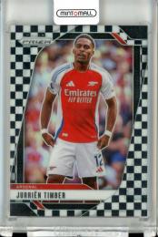 2024-25 Panini Prizm Premier League Jurrien Timber Base Black and White Checker Prizm Parallel Arsenal