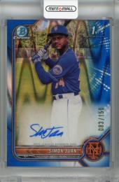 2022 Topps Bowman Chrome Simon Juan Chrome Prospect Autographs Blue RayWave #CPA-SJ 1st【083/150】 New York Mets