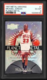 1997-98 Metal Universe #1 Michael Jordan Planet Metal【PSA EX-MT 6】  (MSV#2214)