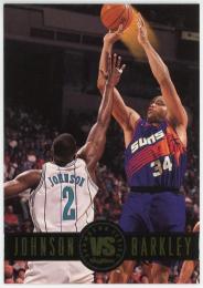 1993-94 SkyBox Premium Showdown Series #SS8 Larry Johnson/Charles Barkley