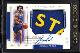 2019-20 Panini National Treasures #119 Jordan Poole Rookie Patch Autographs Horizontal【49/75】 Golden State Warriors