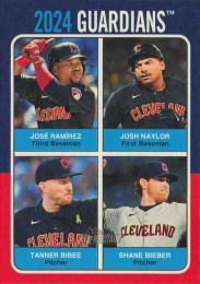 2024 Topps Heritage MLB  #75TQ-12 Shane Bieber/Tanner Bibee/Josh Naylor/Jose Ramirez インサートカード '75 Topps Team Quads