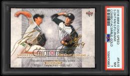 2016 BBM ICONS #PA18 大谷翔平/藤浪晋太郎 コンボ金箔サイン【07/90】【PSA NM 7】 (MSV#2271)