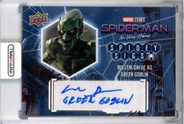 2023 Upper Deck Marvel Spider-Man No Way Home “ Willem Dafoe as Green Goblin ” #SSH-WD Green Goblin Spidey Sigs Horizontal, Autograph, Inscriptions