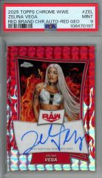 2025 Topps Chrome WWE Zelina Vega Red Brand Autographs Red Geometric Refractors #RBAZEL【3/5】【PSA9】