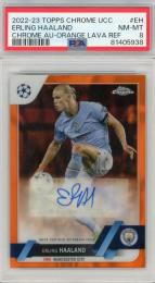 2022-23 Topps Chrome UEFA Club Competitions Erling Haaland Chrome Autographs Orange Lava #CA-EH【PSA 8】 Manchester City