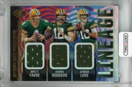 2020 Panini Illusions Brett Favre/Aaron Rodgers/Jordan Love Lineage #4 Green Bay Packers