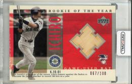 2001 Upper Deck Ichiro Rookie Of The Year Game-Used Bat【067/100】 Seattle Mariners