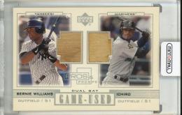 2001 Upper Deck Pros and Prospects Ichiro/Bernie Williams Game-Used Dual Bat Seattle Mariners/New York Yankees