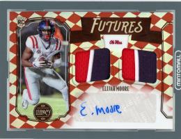 2023 PANINI Legacy Football  Elijah Moore Futures Dual Patch Autographs Ruby #22 RC 034/100