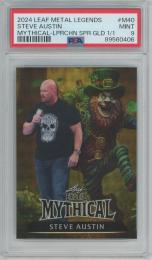 2024 Leaf Metal Legends Wrestling Steve Austin Mythical/Leprechaun Super Prismatic Gold/#M-40【1/1】【PSA9】