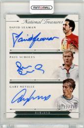 2018 Panini National Treasures Paul Scholes/David Seaman/Gary Neville Triple Signatures【12/35】 England