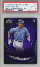 2022 Topps Chrome Black Bobby Witt Jr. Purple Mini-Diamond Refractor【018/150】【PSA 10】《Gem-MINT》 Kansas City Royals