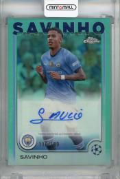 2024-25 Topps Chrome UEFA Club Competitions Savinho Chrome Autographs Aqua Refractors #CA-SV ※裏面初期傷あり【110/199】 Manchester City