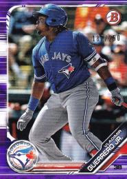 2019 Topps Bowman Toronto Blue Jays Vladimir Guerrero Jr. Base Paper Prospects Purpleパラレル版 187/250