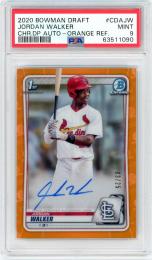 2020 Bowman Draft Jordan Walker #CDAJW Chrome Draft Pick Autograph Orange Refractor【3/25】【PSA9】 St. Louis Cardinals
