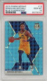 【ケース表面微キズあり】2019-20 PANINI Mosaic Donovan Mitchell #13【12/15 Blue Fluorescent】【PSA10 GEM MT】