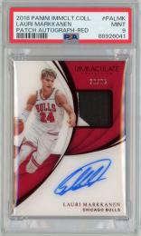 2018-19 PANINI Immaculate Collection Lauri Markkanen Patch Autograph Red #PALMK 25枚限定【23/25】【PSA9】《MINT》 Chicago Bulls