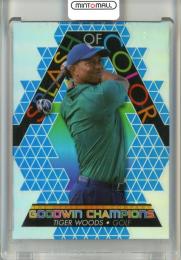 2022 Upper Deck Goodwin Champions Tiger Woods Splash of Color Platinum Rainbow Blue Parallel