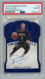 2015-16 PANINI Preferred Zach LaVine Crown Royale Autograph Blue #176 15枚限定 ラストナンバー【15/15】【PSA8】《Near MINT-MINT》 Minnesota Timberwolves