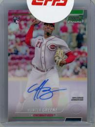2022 Topps Stadium Club Chrome Hunter Greene Base Autographs Green #SCCUA-HG RC【89/99】 Cincinnati Reds