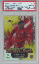 2020-21 Topps Finest Uefa Champions League  Alphonso Davies Prized Footballers Yellow Red Fusion 【PSA10】