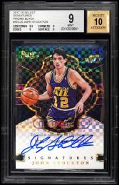 2017-18 Select #SIGJS John Stockton Signatures Prizms Black【1/1】【BGS MINT 9/AU10】 Utah Jazz