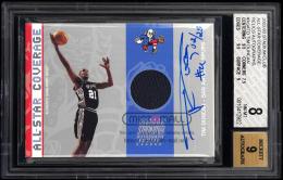 2002-03 Stadium Club #ASATD Tim Duncan All-Star Coverage Relics Autographs【2/25】【BGS NM-MT 8/AU9】 San Antonio Spurs