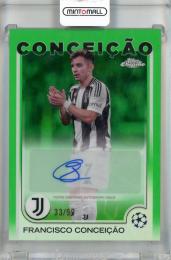 2024-25 Topps Chrome UEFA Club Competitions Francisco Conceicao Chrome Autographs Green Refractor #CA-FC【33/99】 Juventus