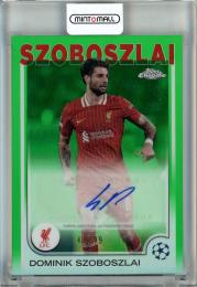 2024-25 Topps Chrome UEFA Club Competitions Dominik Szoboszlai Chrome Autographs/Green Refractors/#CA-SZ【44/99】 Liverpool FC