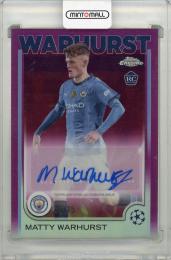 2024-25TOPPS CHROME UEFA CLUB COMPETITIONS Matty Warhurst RC Magenta Autograph Card【38/75】 Manchester City