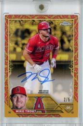 2023 Topps Chrome Gilded Collection Mike Trout Gold Etch Autographs Red Refractors【2/5】 Los Angeles Angels