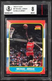 1986-87 Fleer #57 Michael Jordan RC Game Used Bulls Jersey【BGS NM-MT 8】 (MSV#1192)