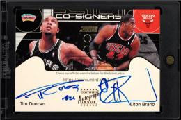 2000-01 Stadium Club #CS4 Tim Duncan/Elton Brand Co-Signers Signature  (MSV#2343)