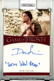 2021 Rittenhouse Game of Thrones Iron Anniversary Series 2 Dar Salim as Qotho Autograph Inscriptions "Serve Khal Drogo"
