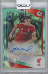 2025-26 TOPPS Chrome UEFA Club Competitions Autographs Aqua Lava Refractors / GIOVANNI LEONI(Liverpool FC) 【009/199】