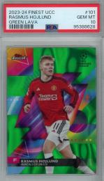2023-24 Finest UEFA Club Competitions Rasmus Hojlund Green Lava Refractors #101【22/99】【PSA10】 Manchester United
