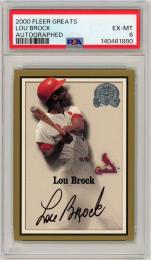 2000 FLEER Greats of the Game Lou Brock Autograph【PSA6】《Excellent MINT》St. Louis Cardinals