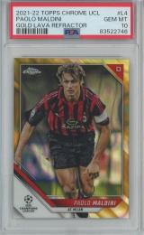 2021-22 Topps Chrome UEFA Champions League Soccer Paolo Maldini Base Legend Variations/Gold Lava Refractor/#L-4【PSA10】 AC Milan