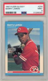1987 FLEER Barry Larkin Glossy #204【PSA9】《MINT》Cincinnati Reds