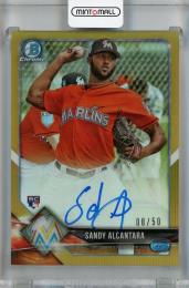 2018 Topps Bowman Chrome Sandy Alcantara Chrome Rookie Autographs Gold #BCRA-SA RC【08/50】 Miami Marlins