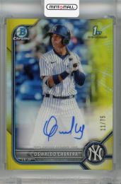 2022 Topps Bowman Oswaldo Cabrera Chrome Prospect Autographs Yellow #CPA-OC 1st【11/75】 New York Yankees