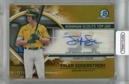 2023 Topps Bowman Tyler Soderstrom Bowman Scouts Top 100 Autographs Gold #BTP-34【34/50】 Oakland Athletics