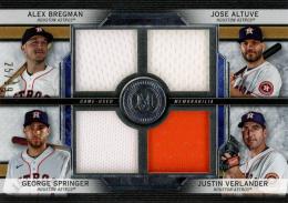 2020 Topps Museum Collection  George Springer / Jose Altuve / Alex Bregman / Justin Verlander Primary Pieces Four Player Quad Relics #FPRBASV 25/99
