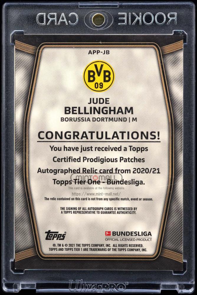 ミントモール / MINT VAULT店 (MSV委託品通販) / 2020-21 Topps Tier One #APPJB Jude  Bellingham Bundesliga Prodigious Patch Autographs【9/10】 Borussia Dortmund