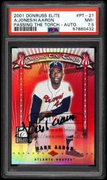 2001 Donruss Elite #PT21 Hank Aaron/Andruw Jones Passing the Torch Autographs【24/50】【PSA NM+7.5】