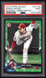 2018 Topps Bowman Holiday #THSO Shohei Ohtani RC Green Festive【59/99】【PSA MINT 9】 Los Angeles Angels